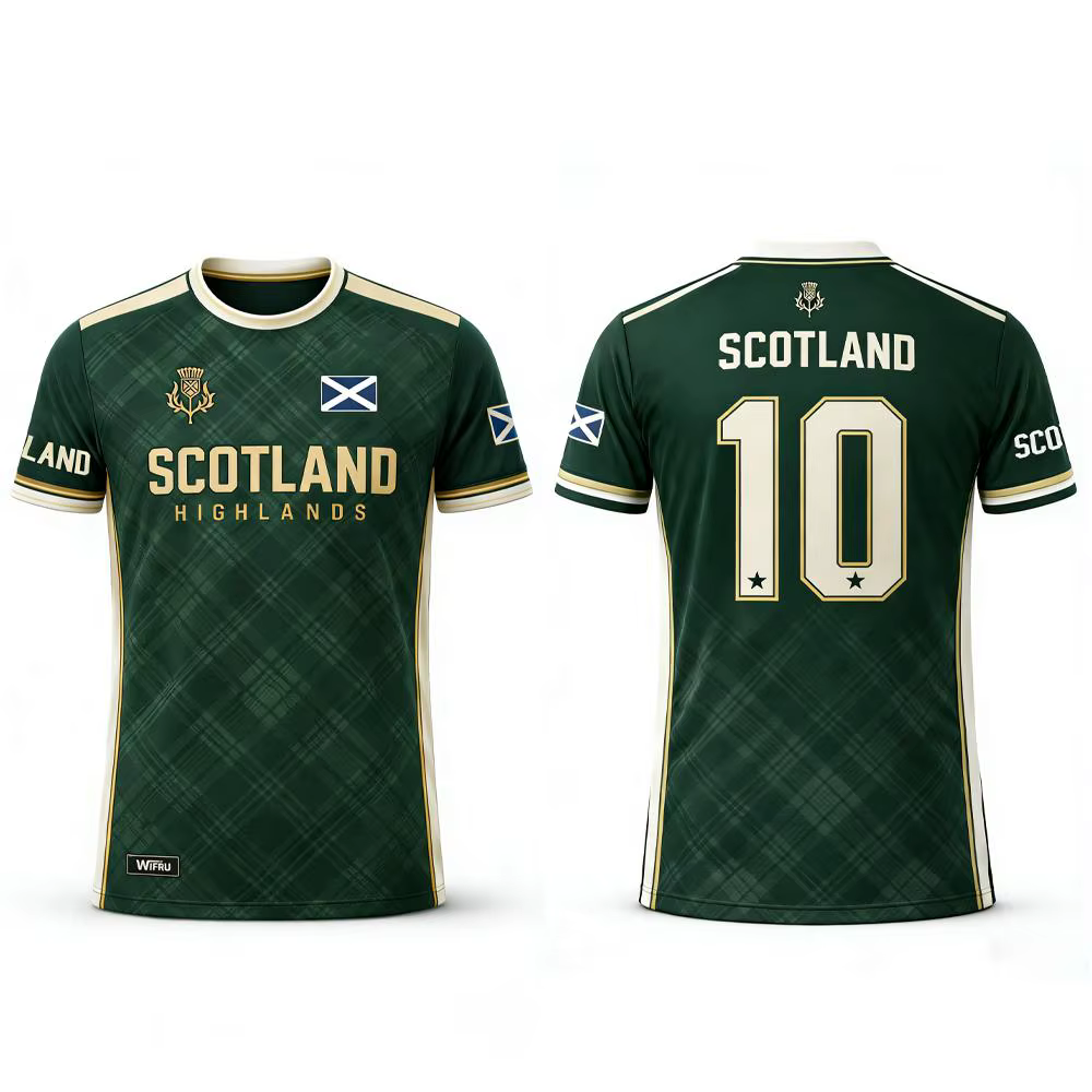 T-shirt imprimé drapeau écossais 2026 – Maillot de football respirant et à séchage rapide pour homme – Tenue d'entraînement quotidienne – Cadeau pour fan