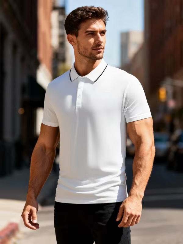 Nouveau Polo Homme 2026 Été Tissu Luxe Rafraîchissant Business Décontracté Golf Manches Courtes Coupe Slim Col Chemise