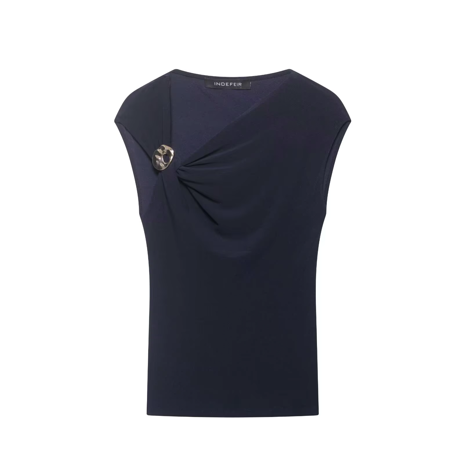 BSAY T-shirt blanc asymétrique pour femme, nouvelle collection été, streetwear, avec boucle métallique, coupe ajustée, chic, hauts pour femmes