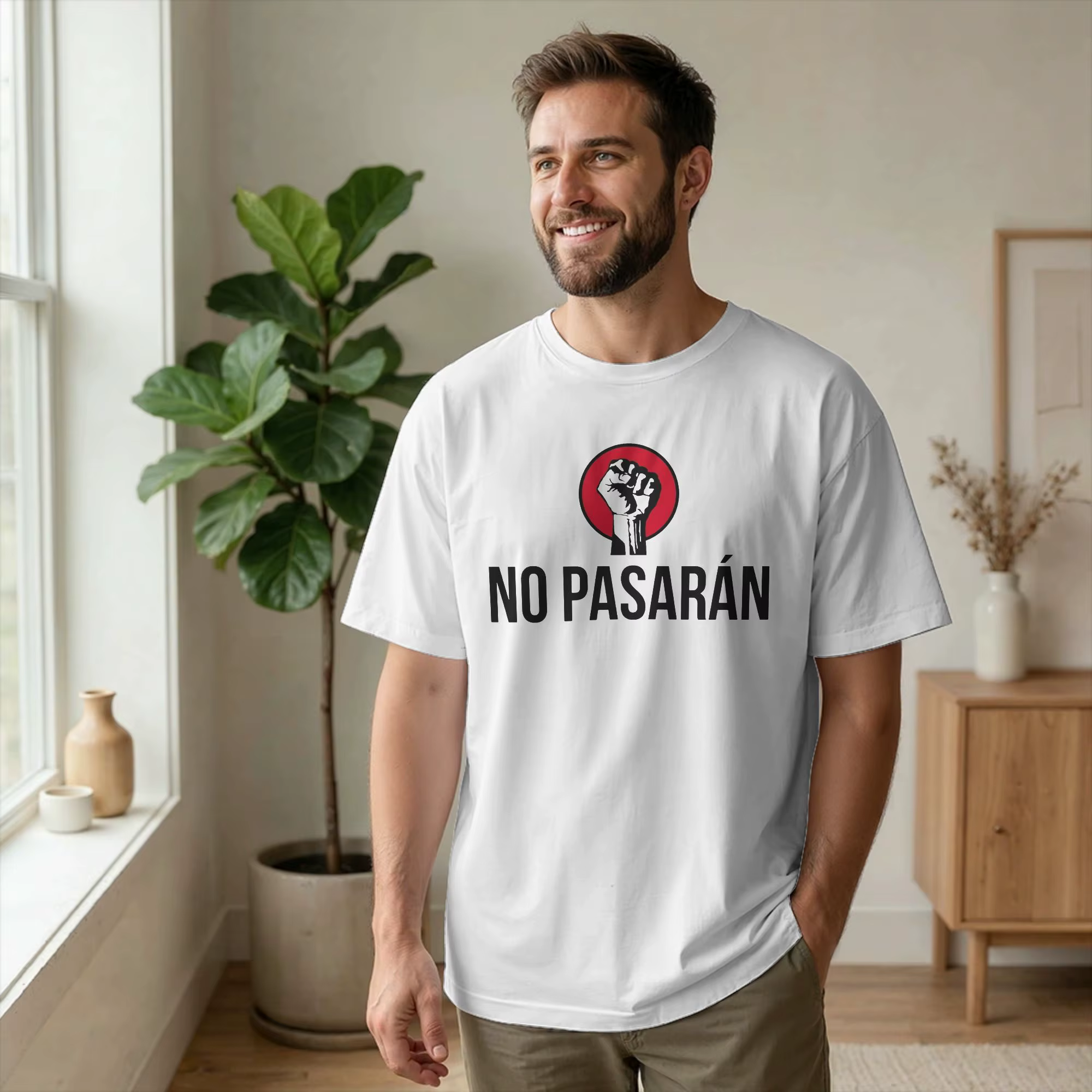 T-shirts amusants No Pasaran Antifascista Resist 2026 pour hommes