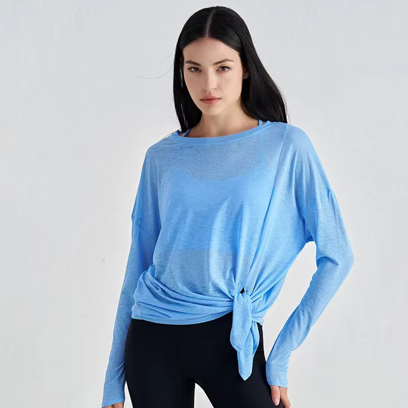 T-shirt de sport pour femmes, respirant, sexy, beauté du dos, vêtements de fitness, séchage rapide, entraînement de course, haut de yoga à manches longues, été 👚
