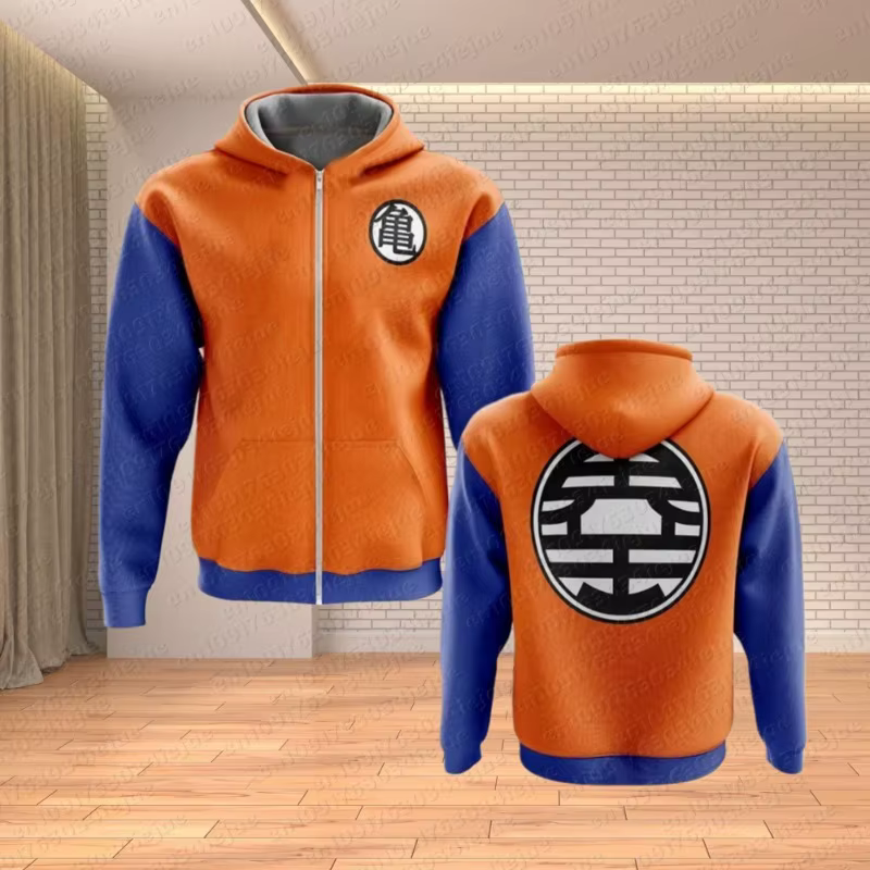 T-shirt pour hommes, fans de sports d'équipe, haut décontracté unisexe pour enfants, tee-shirt décontracté pour adultes, sweat à capuche zippé 3D Dragon Ball Z surdimensionné pour garçons, automne-hiv