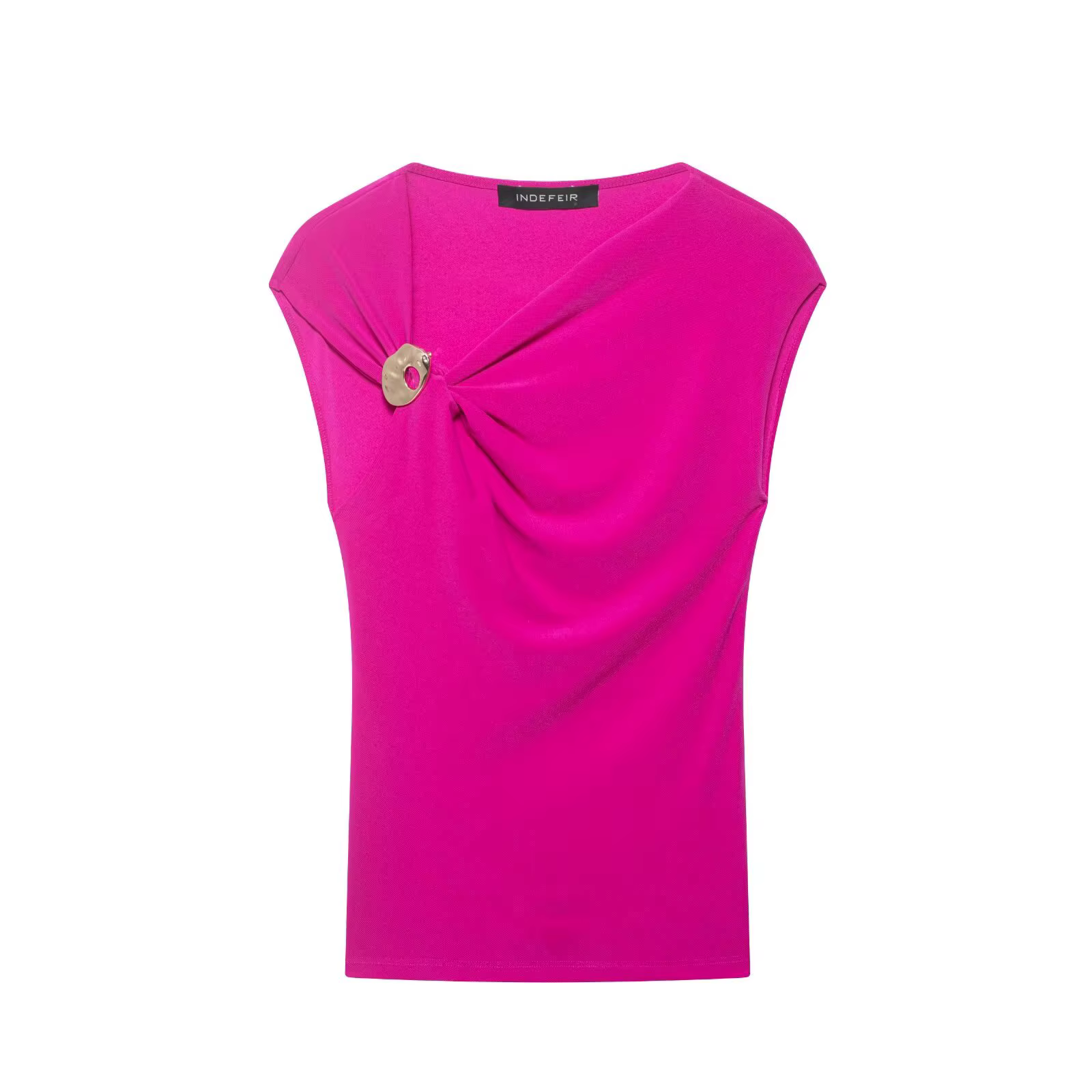 BSAY T-shirt blanc asymétrique pour femme, nouvelle collection été, streetwear, avec boucle métallique, coupe ajustée, chic, hauts pour femmes