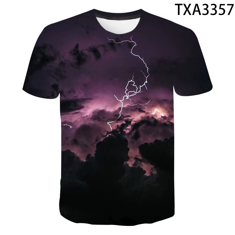 Mode été Thunderbolt T-shirt hommes femmes enfants foudre Flash impression 3D