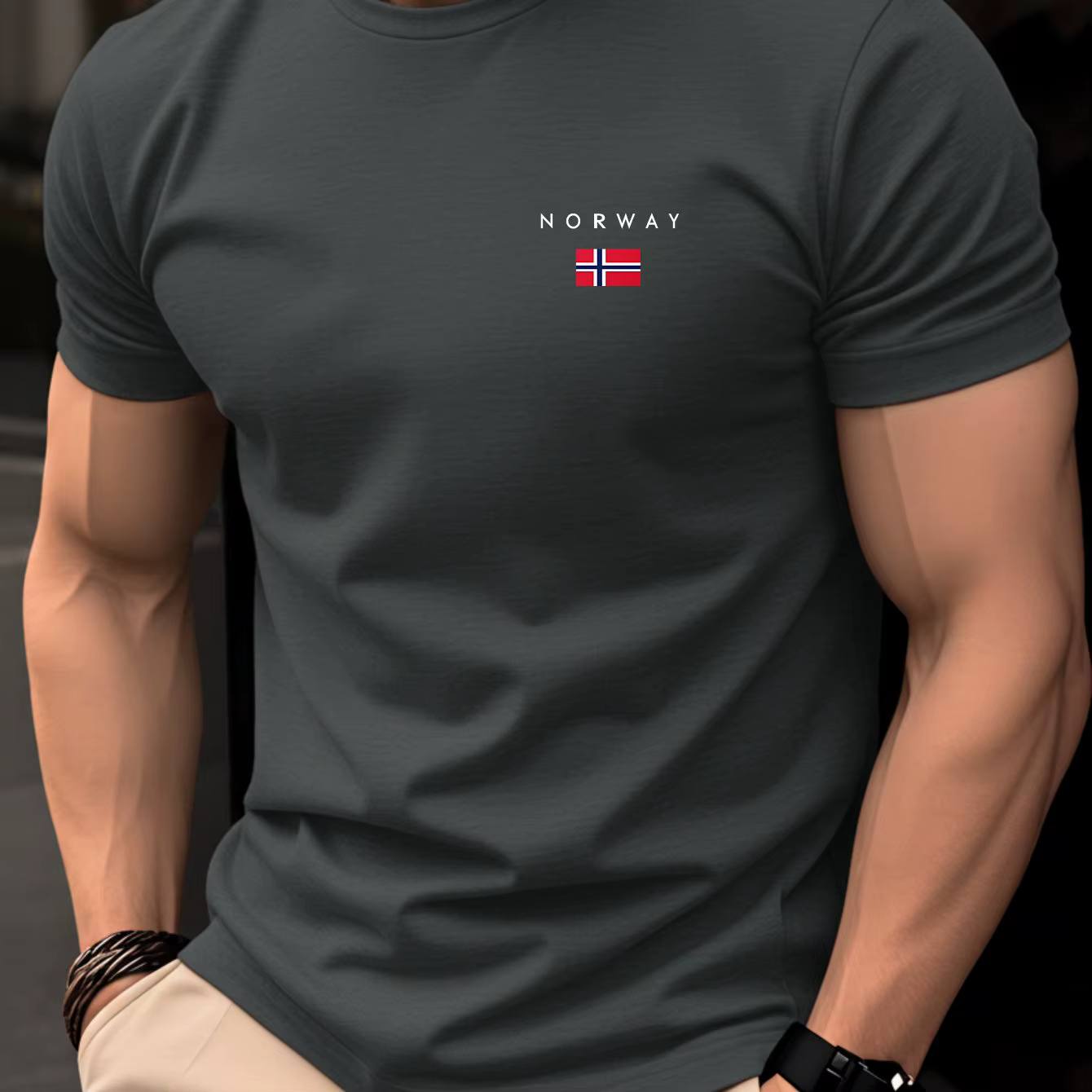 T-shirt noir à col rond pour hommes