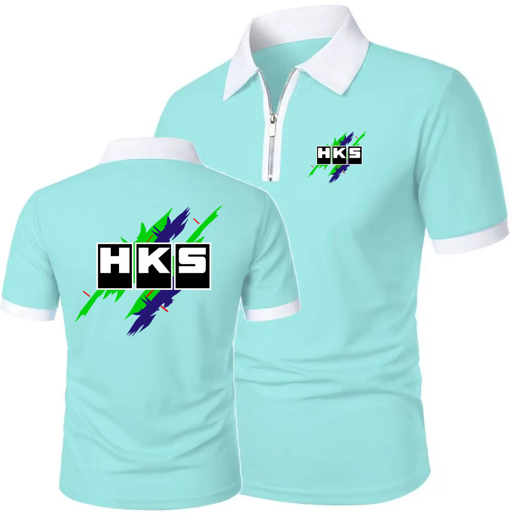 Polos HKS Power and Sportser contraste couleur hauts t-shirt Simple confortable léger à manches courtes