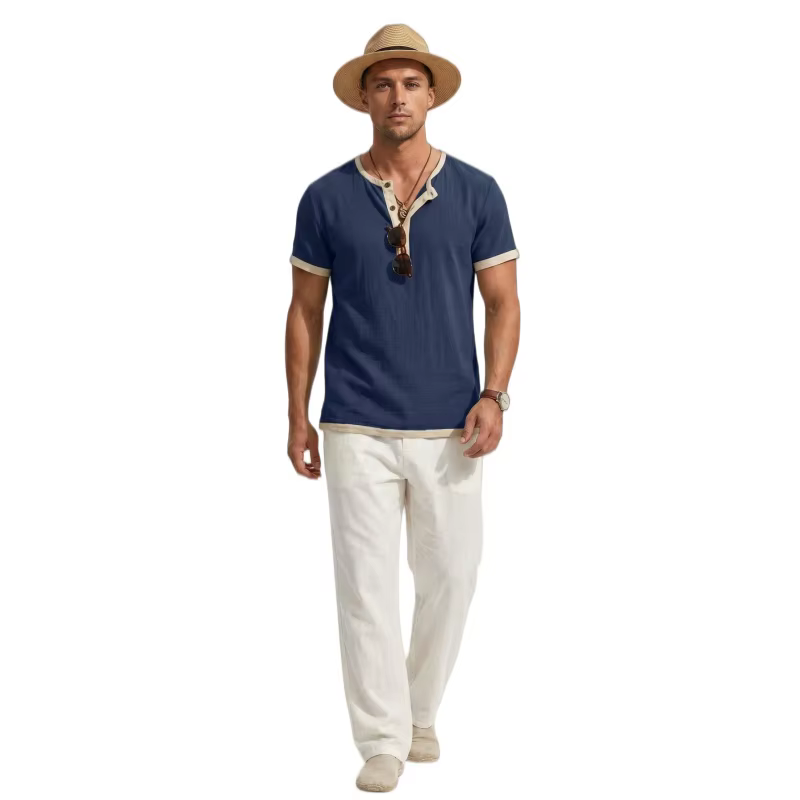 Chemise Henley d'été pour hommes