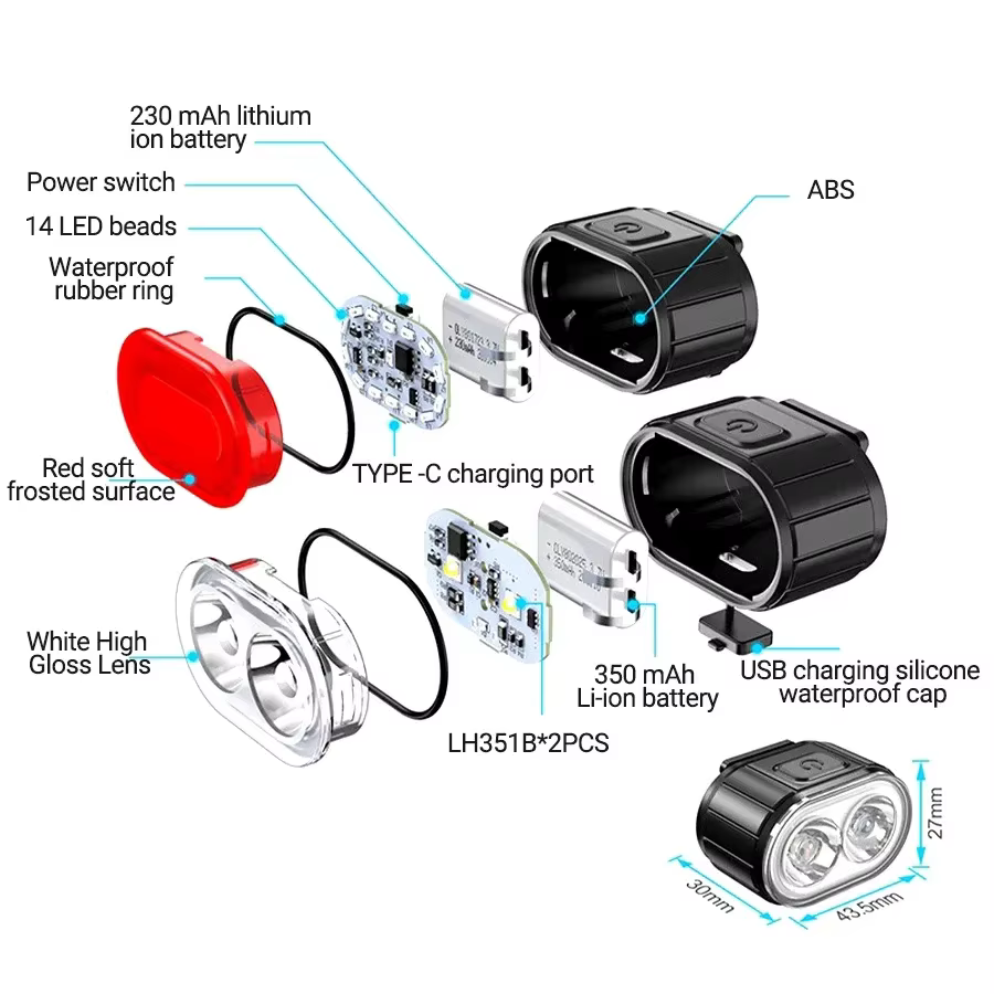 Éclairage de vélo rechargeable, feux avant/arrière, lampe de vélo, lumière LED pour vélo, lampe de poche pour vélo, feu arrière pour vélo, lanterne
