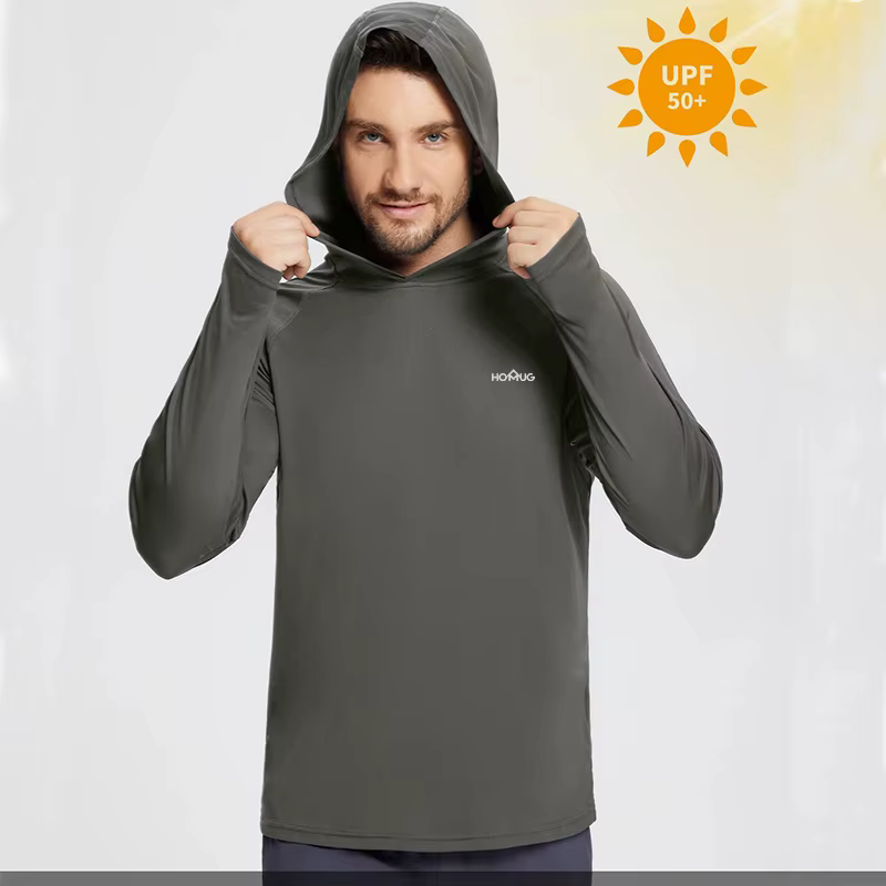 Sweat à capuche pour hommes Protection solaire UPF50 + T-Shirt à manches longues chemise de cyclisme à capuche séchage rapide respirant crème solaire UV chemises de pêche