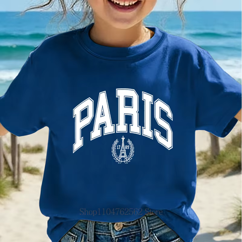 T-shirts imprimés vintage Paris pour enfants