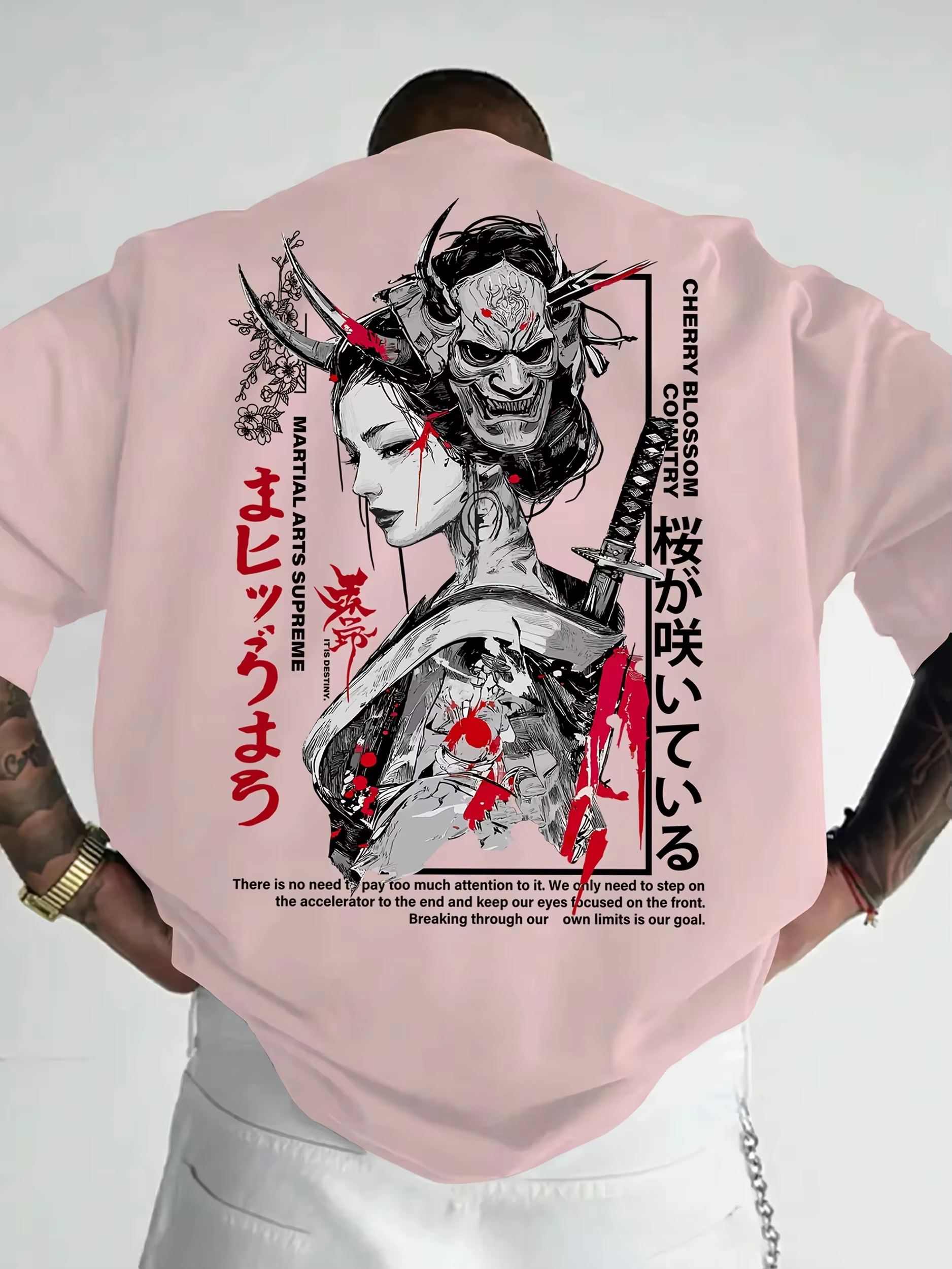 T-shirt pour homme en coton 100% doux de qualité supérieure avec imprimé Geisha Samurai japonais