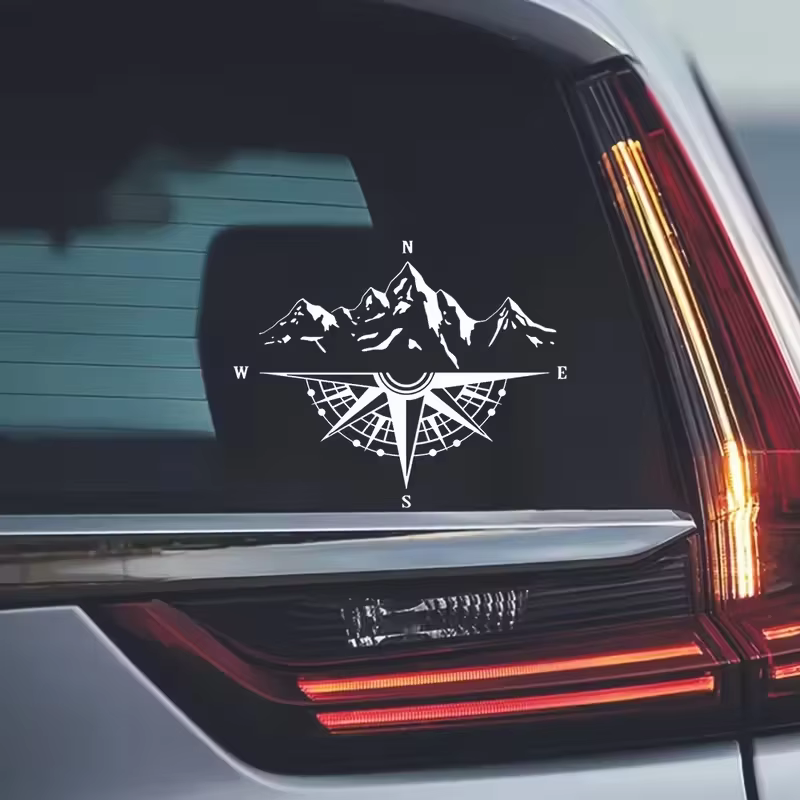 Autocollants imperméables pour boussole d'aventure, décorations pour camping-cars et voitures, amateurs de plein air et fans d'anime