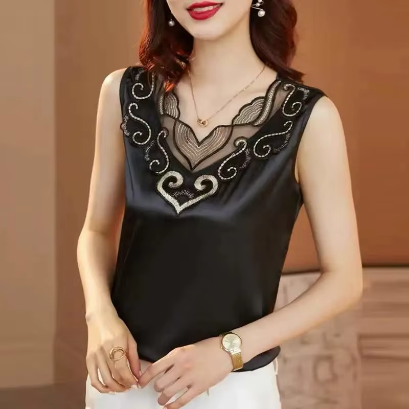 Débardeur à bretelles en satin pour femme