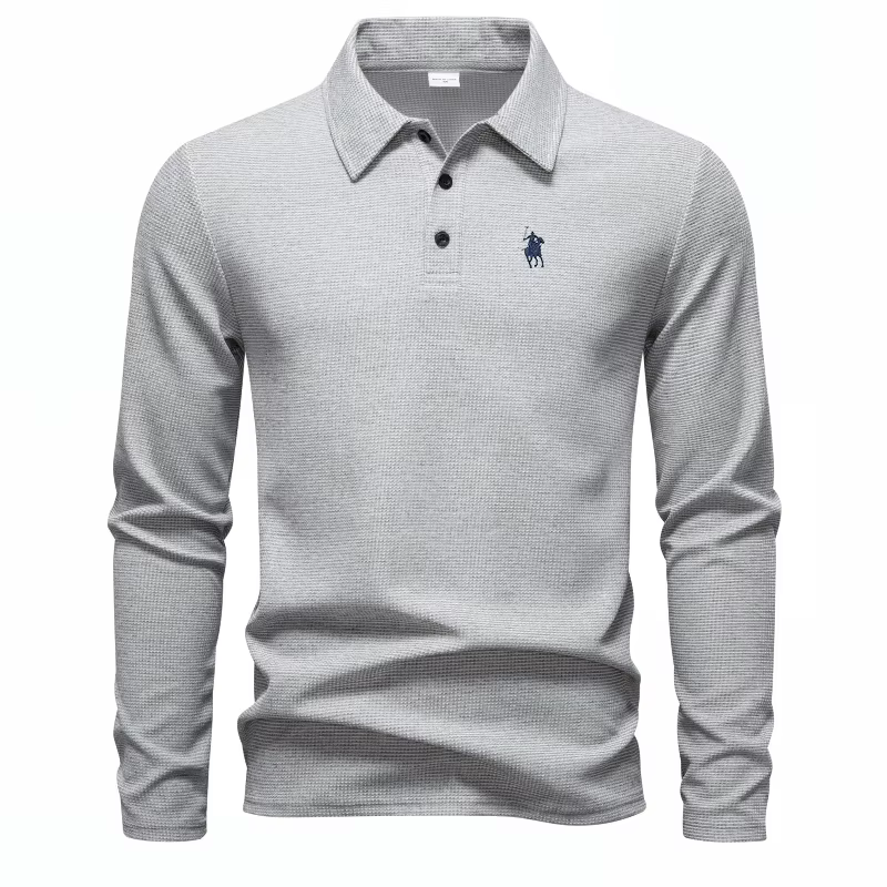 Polo haut de gamme brodé à manches longues pour homme
