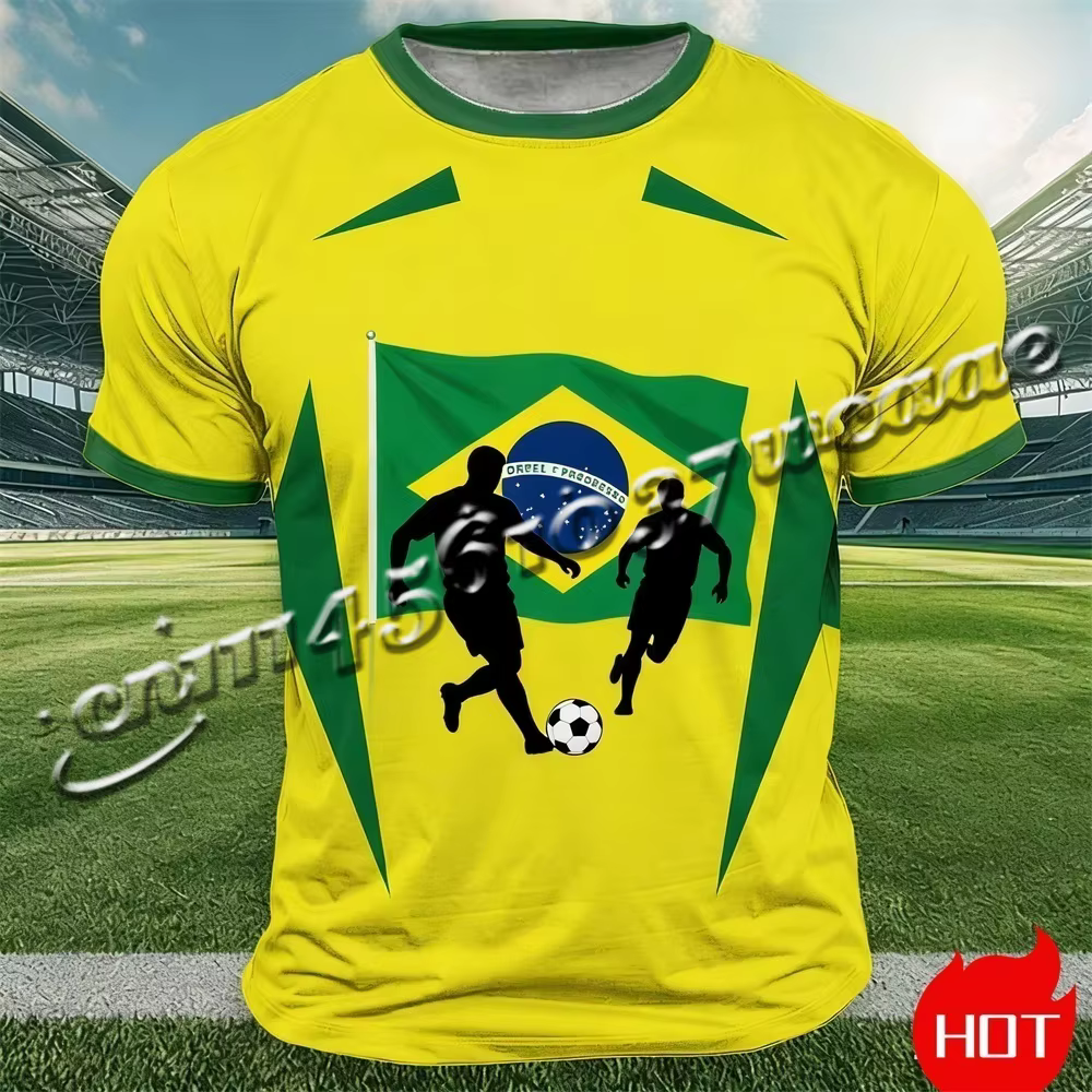 T-shirt imprimé drapeau du Brésil 2026 pour hommes