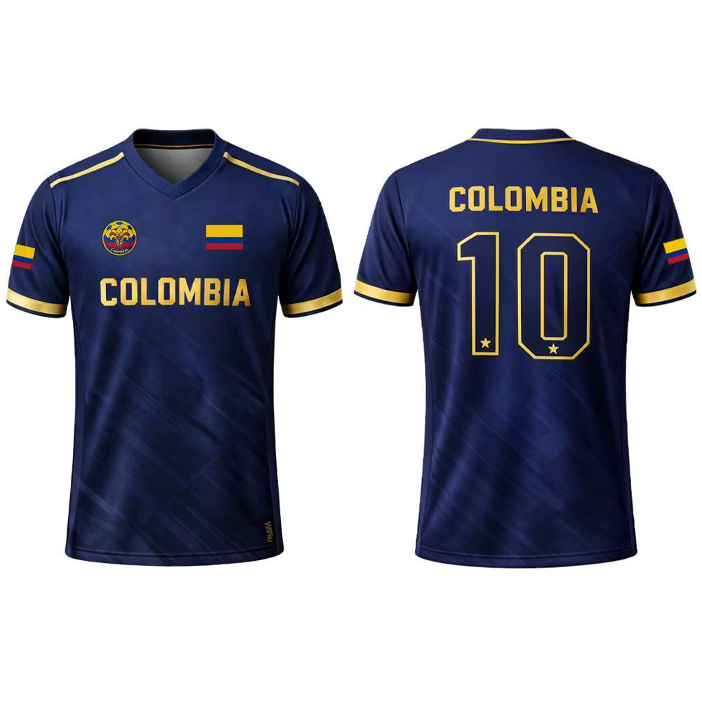 Nouveau Maillot de Foot 2026 Imprimé Drapeau Columbia pour Homme – T-shirt Sportif Respirant Col V Unisexe – Entraînement Décontracté Streetwear – Cadeau Idéal pour les Fans
