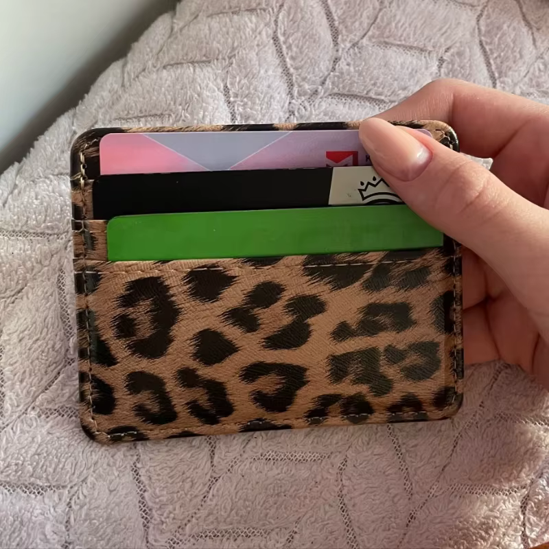 Porte-cartes imprimé léopard pour femmes