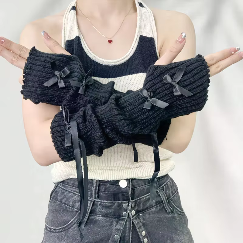 Manchons à main avec nœud papillon pour femmes