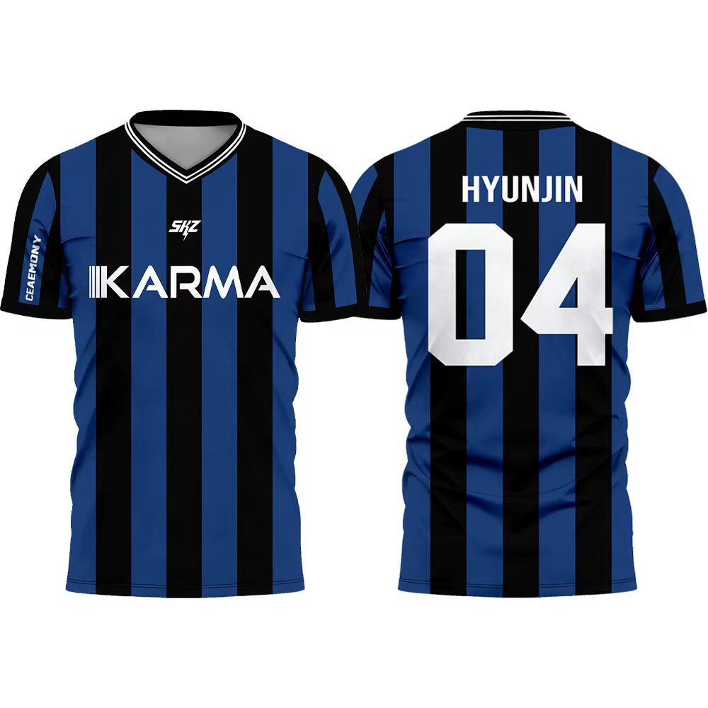 Karma SKZ Hyunjin 04 Maillot de football 3D à séchage rapide pour hommes et femmes