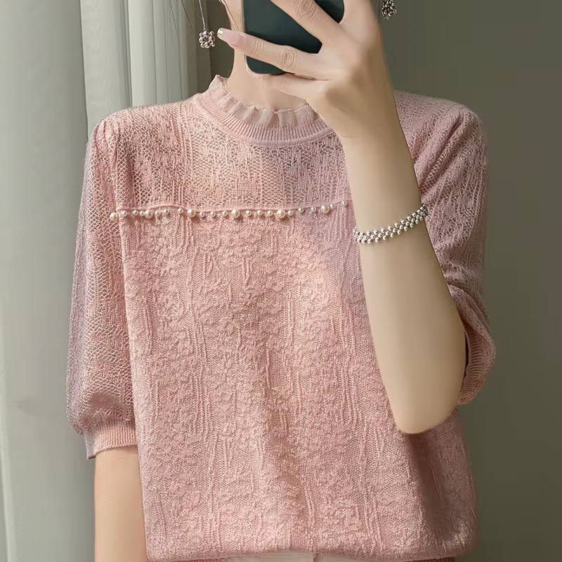 T-shirt en dentelle française pour femme