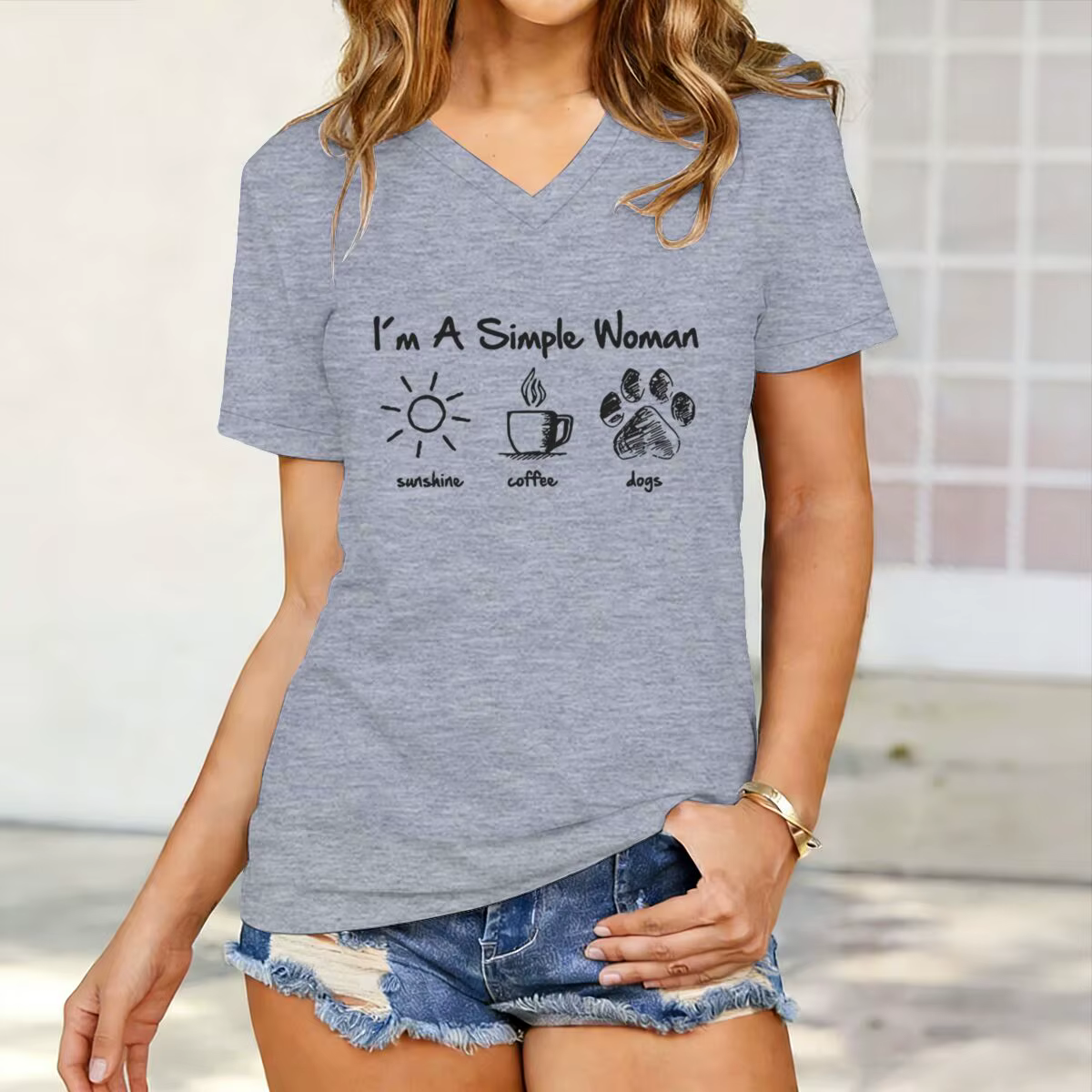 T-shirts pour femmes, motif « Je suis une femme simple » avec lettres