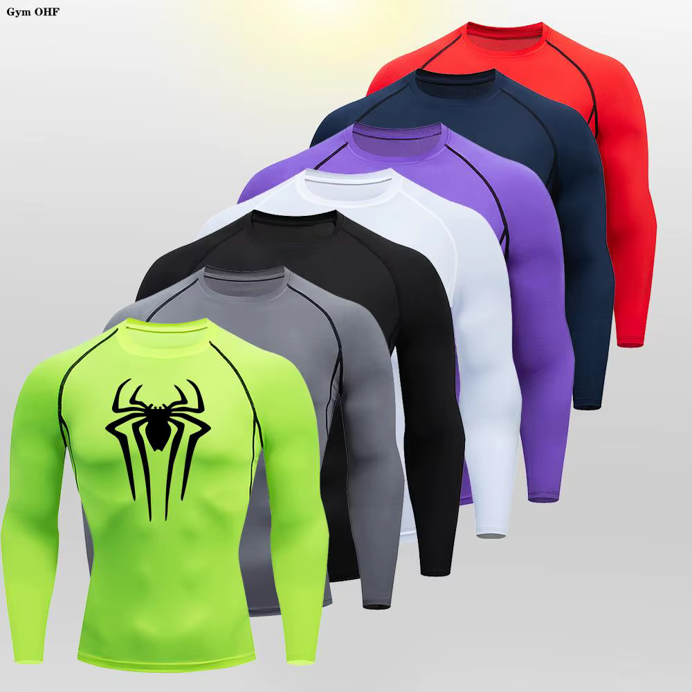 Spider-T-shirt de compression à manches longues pour homme