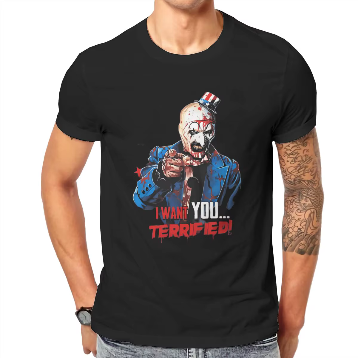 Terrifier Je veux que vous T-Shirts drôles pour hommes Film d'horreur Clown effrayant