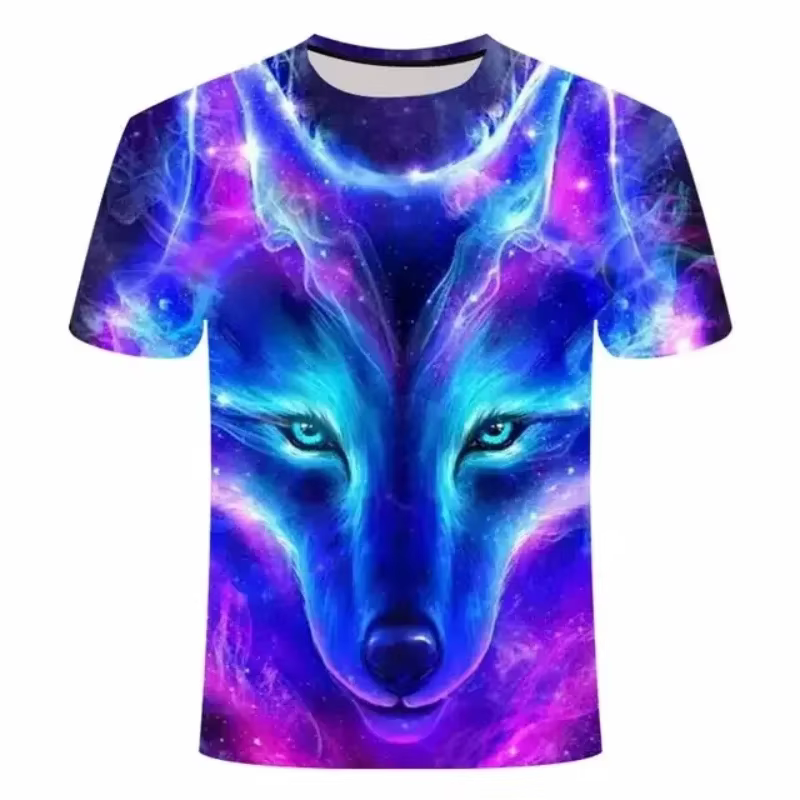 2025 loup T-shirt pour hommes imprimé Animal à manches courtes haut 3D décontracté rue homme T-shirt surdimensionné T-shirt hommes Vintage vêtements