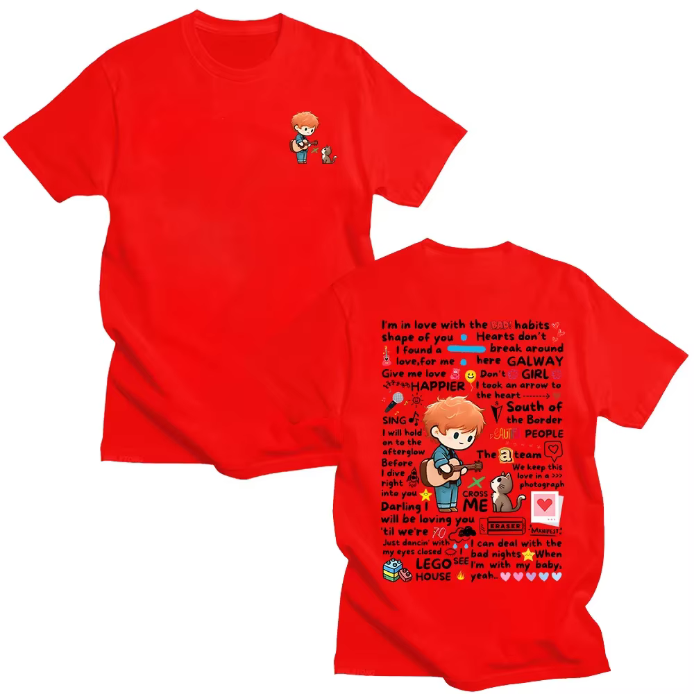 Ed Sheeran Graffiti motif t-shirt nouveau à la mode décontracté femmes hommes vêtements Y2k T-shirts