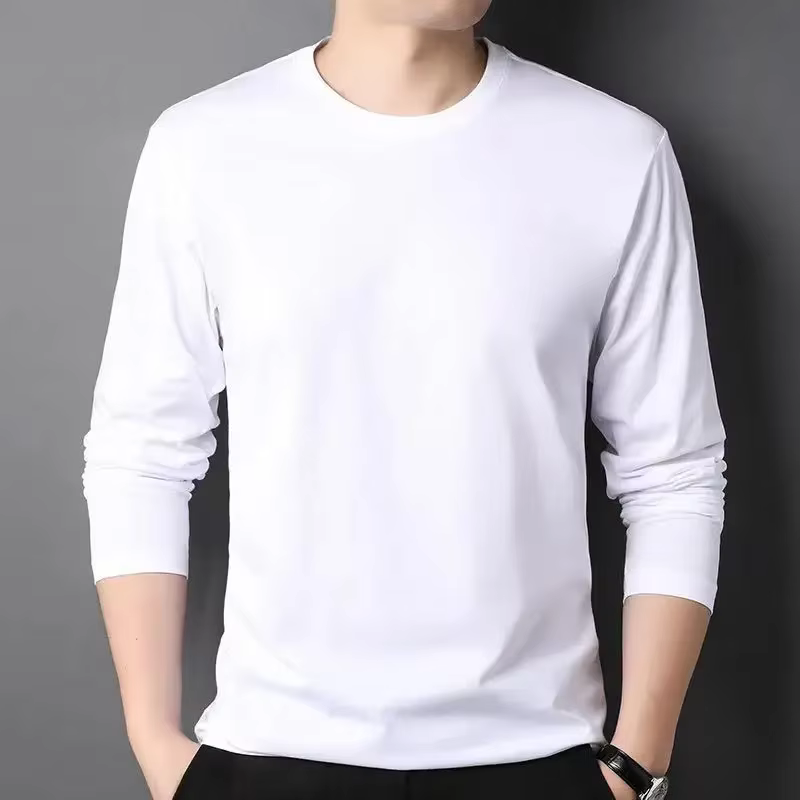 T-shirt décontracté à manches longues et col rond pour homme – Tendance