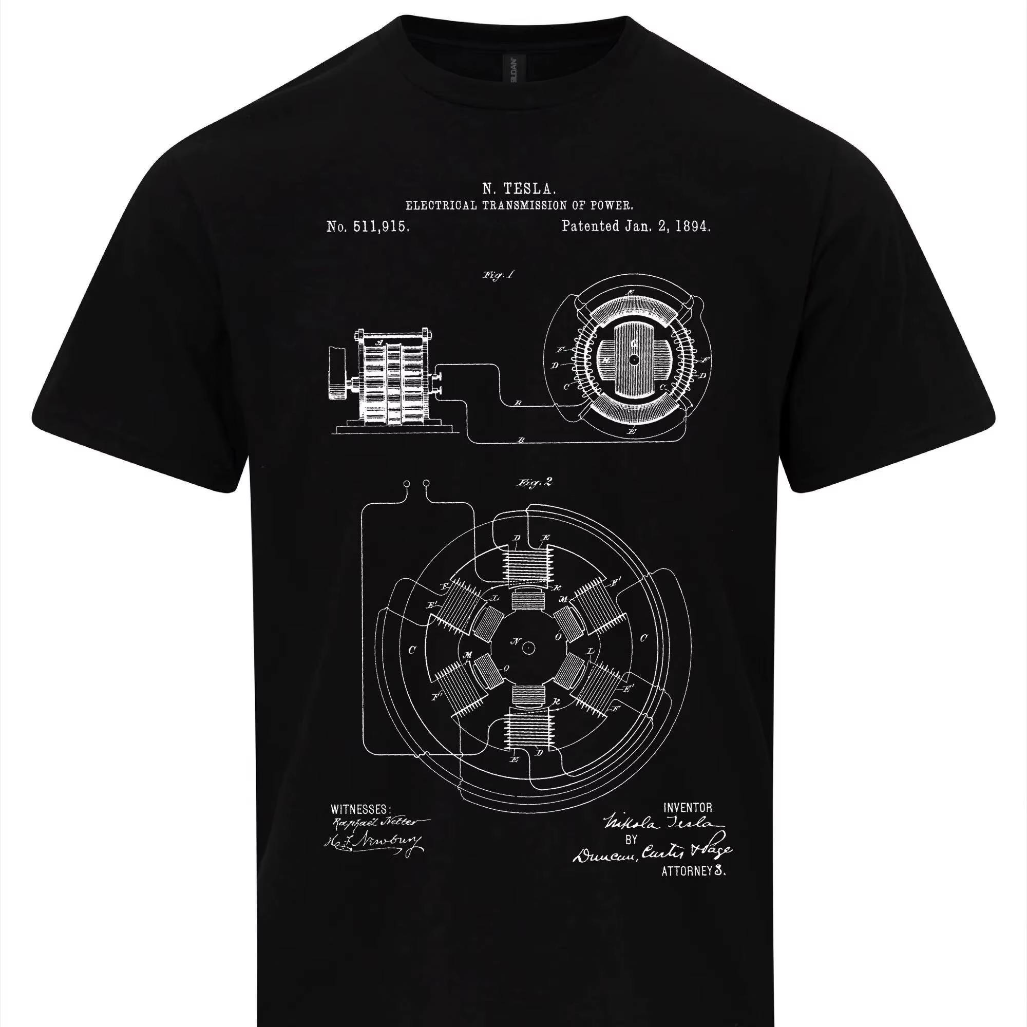 Nicola Tesla Transmission électrique brevet Art plan T-Shirt graphique t-shirts rétro Streetwear cou à manches courtes
