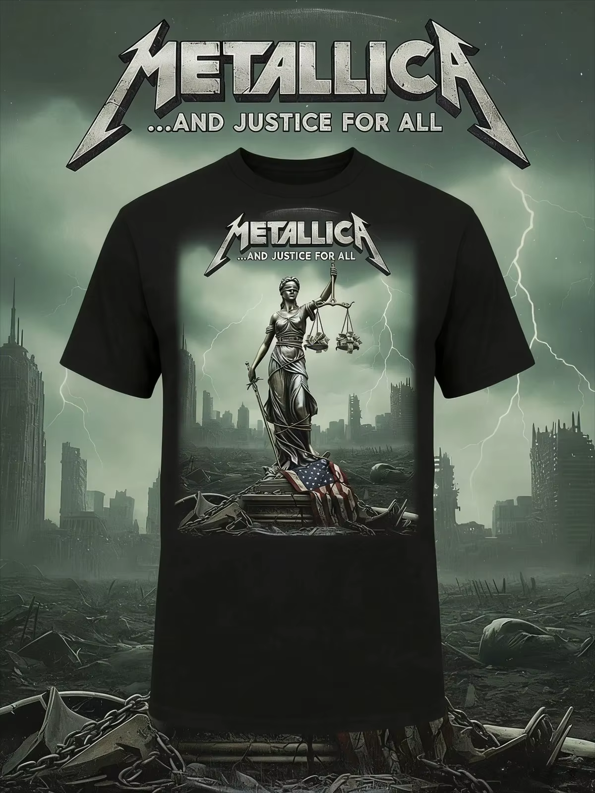 T-Shirt Wolf Metallica Band 100% coton