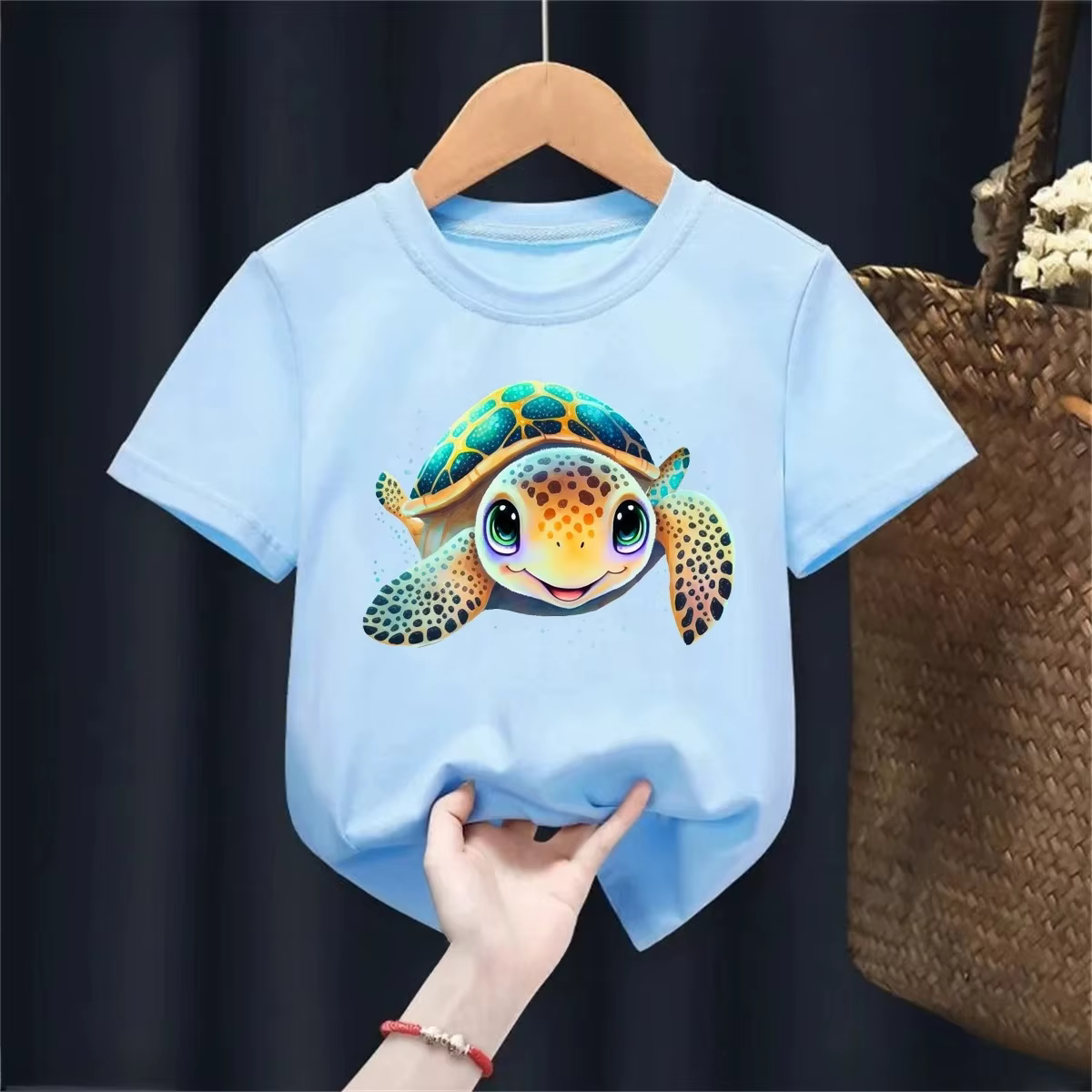 T-shirt imprimé tortue de mer pour filles/garçons