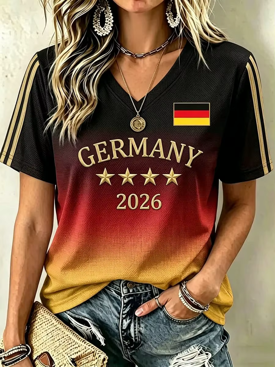 T-shirt de football allemand à col en V