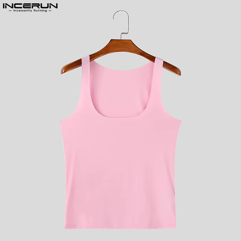 Été hommes débardeurs mode Sexy hauts sans manche INCERUN décontracté haut t-shirt surdimensionné couleur unie vêtements