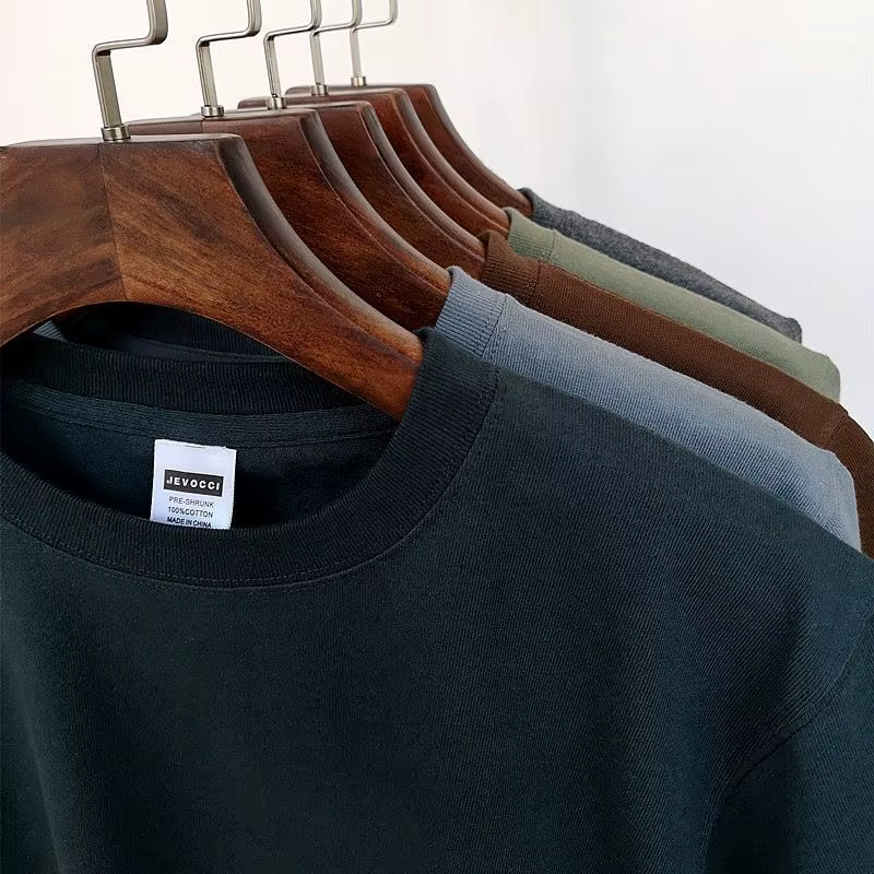 T-shirt Homme Vert Forêt Robuste 400 grammes Coton Pur Américain Manches Courtes Été Décontracté Haut de Base Coupe Ample
