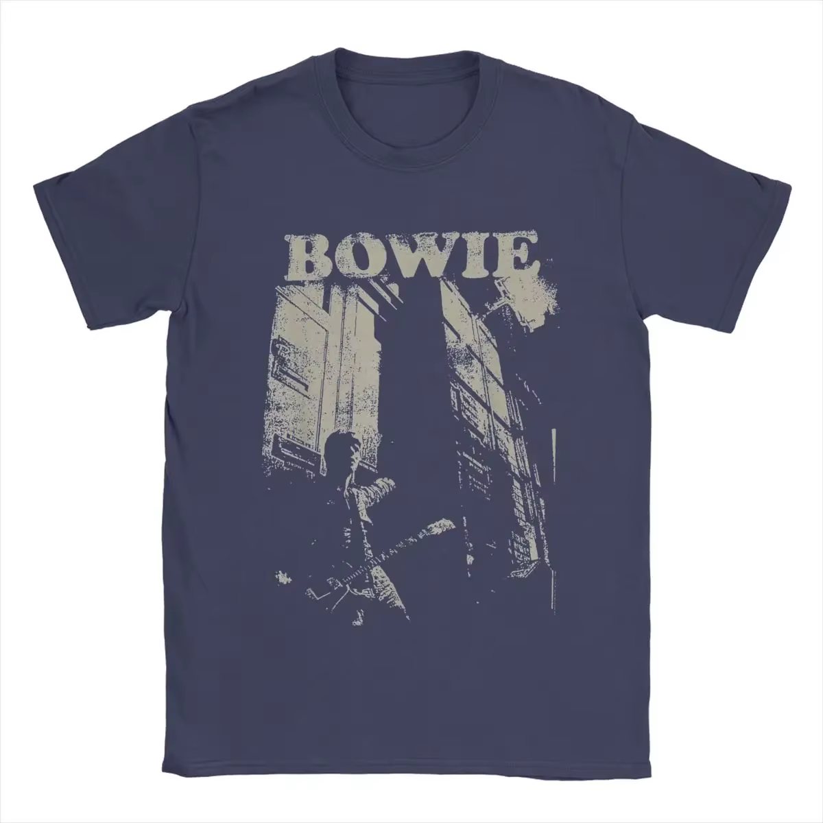 T-shirt graphique David Bowie Glam Rock Band, style vintage délavé, unisexe, coupe oversize, col rond, en coton, manches courtes