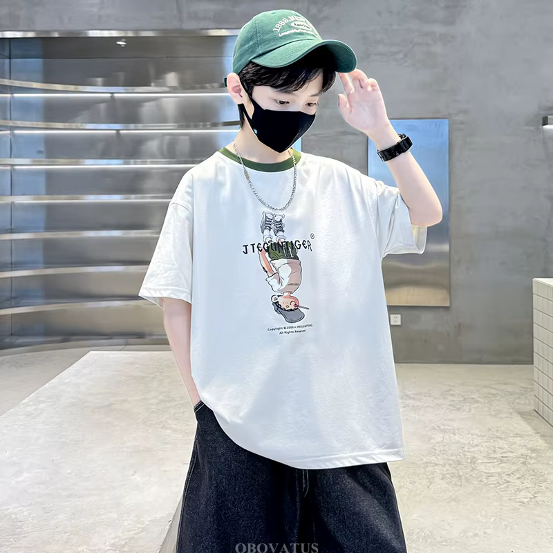 T-shirts d'été hauts pour adolescent garçon coton T-Shirt nouveau à manches courtes mode dessin animé