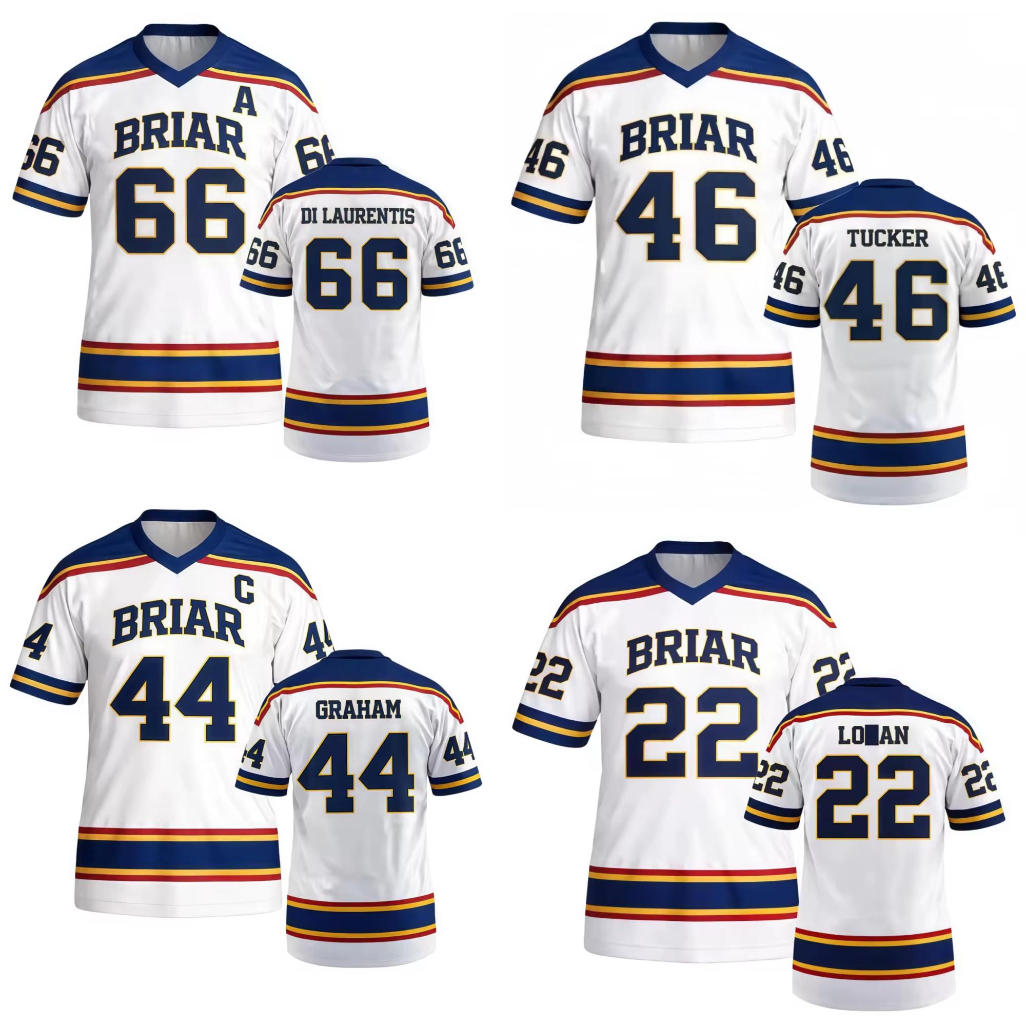 T-shirt unisexe Streetwear Loos de la série V Neck TV Off Campus Briar University Jersey Graham 44 22 DI LAURENTIS 66 Tucker46