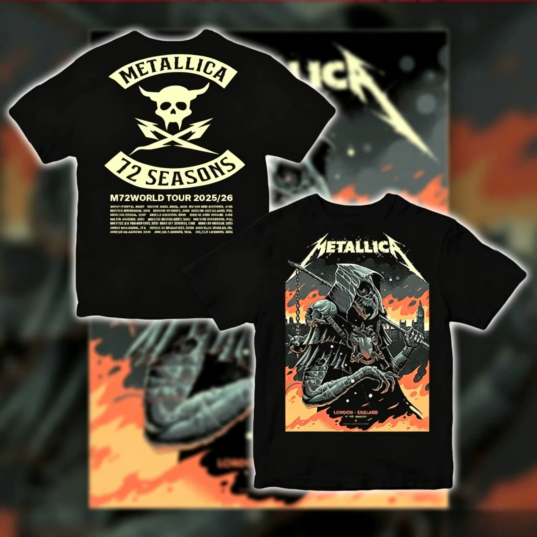 T-shirt de la tournée Metallica à Londres M72 World Tour 2026