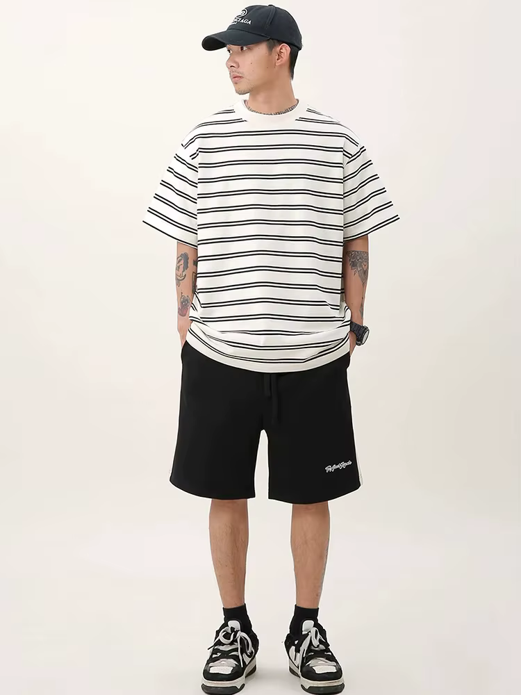 T-Shirt rayé noir et blanc pour hommes