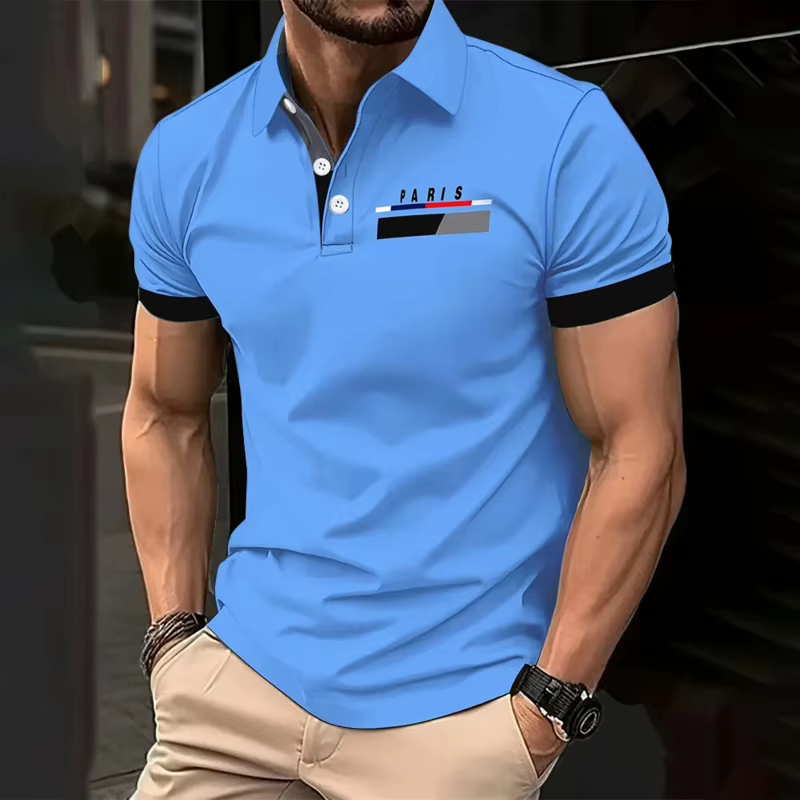 Polo à manches courtes imprimé parisien pour homme