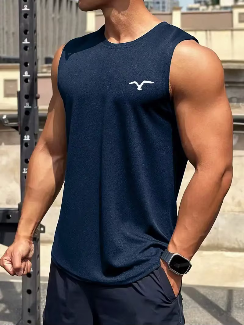 T-shirt sans manches à col rond pour hommes