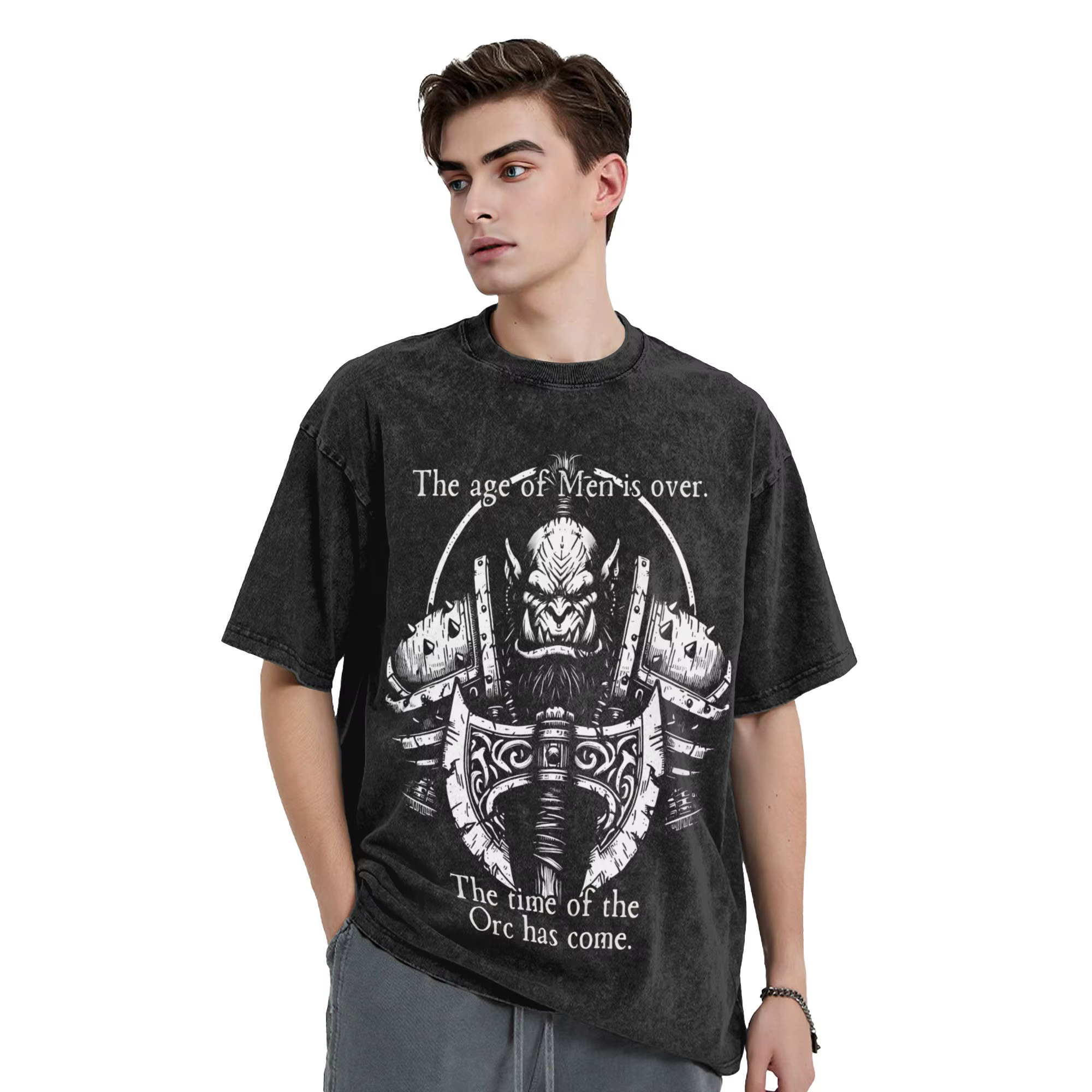 Orc World of Warcraft T-Shirt hommes Vintage pur coton
