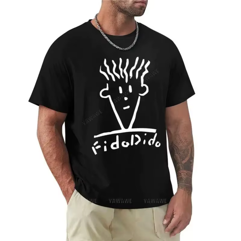 Homme noir t-shirts été T-shirt Fido Dido visage