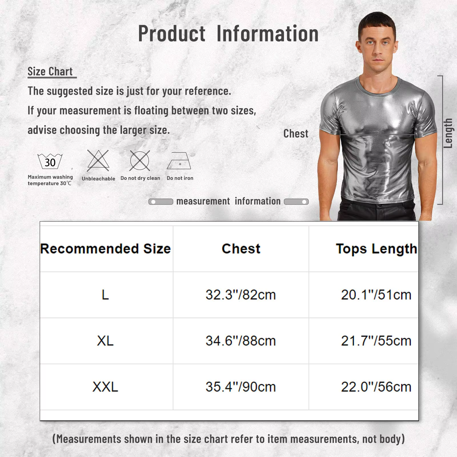 T-shirt métallique brillant pour hommes