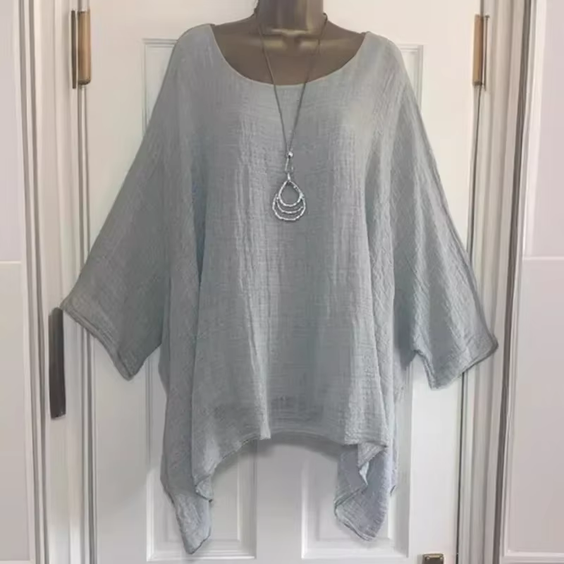 T-Shirt en Lin à Col Rond pour Femme