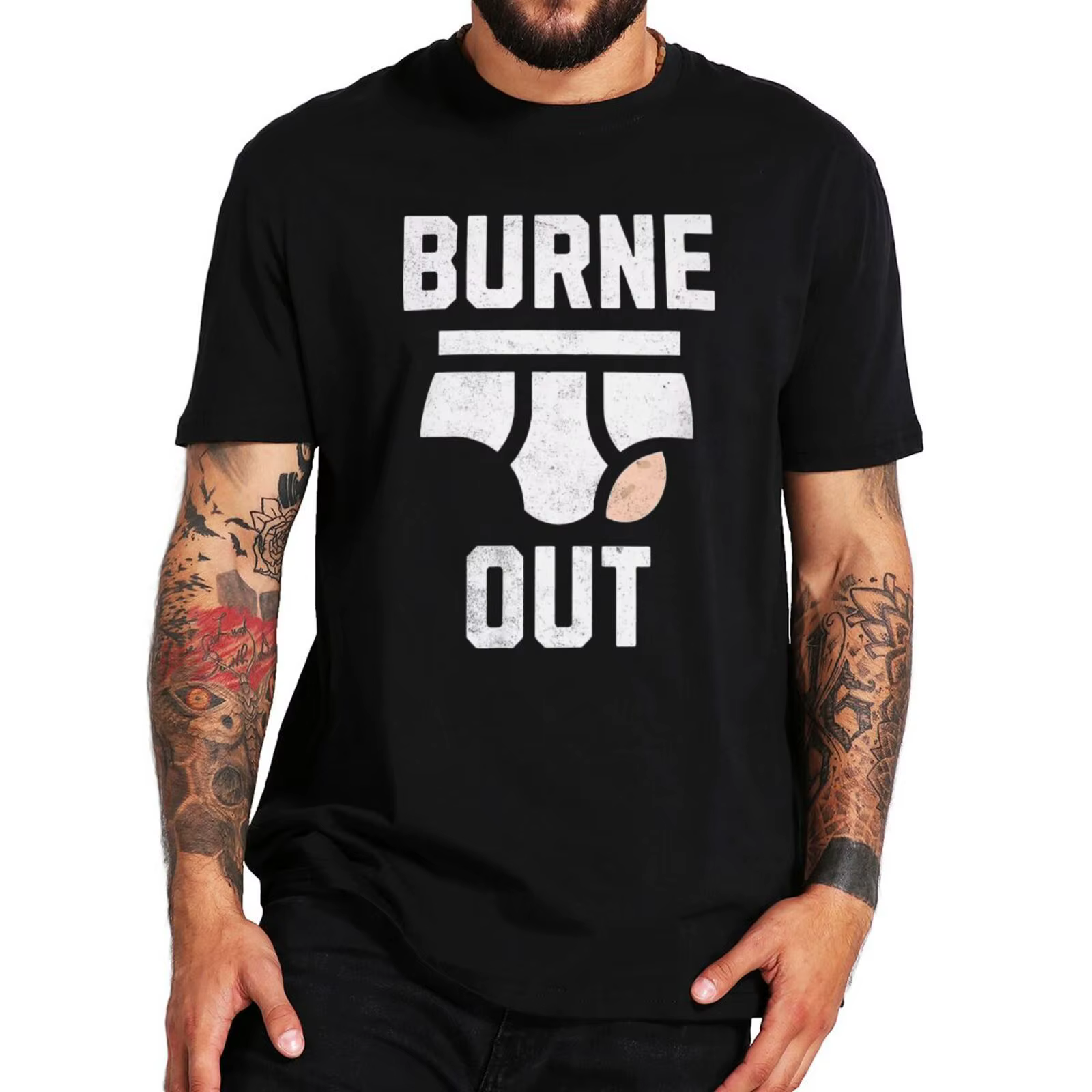 Hommes été hauts à la mode Burne Out t-shirt rétro Humor collègue blagues graphique