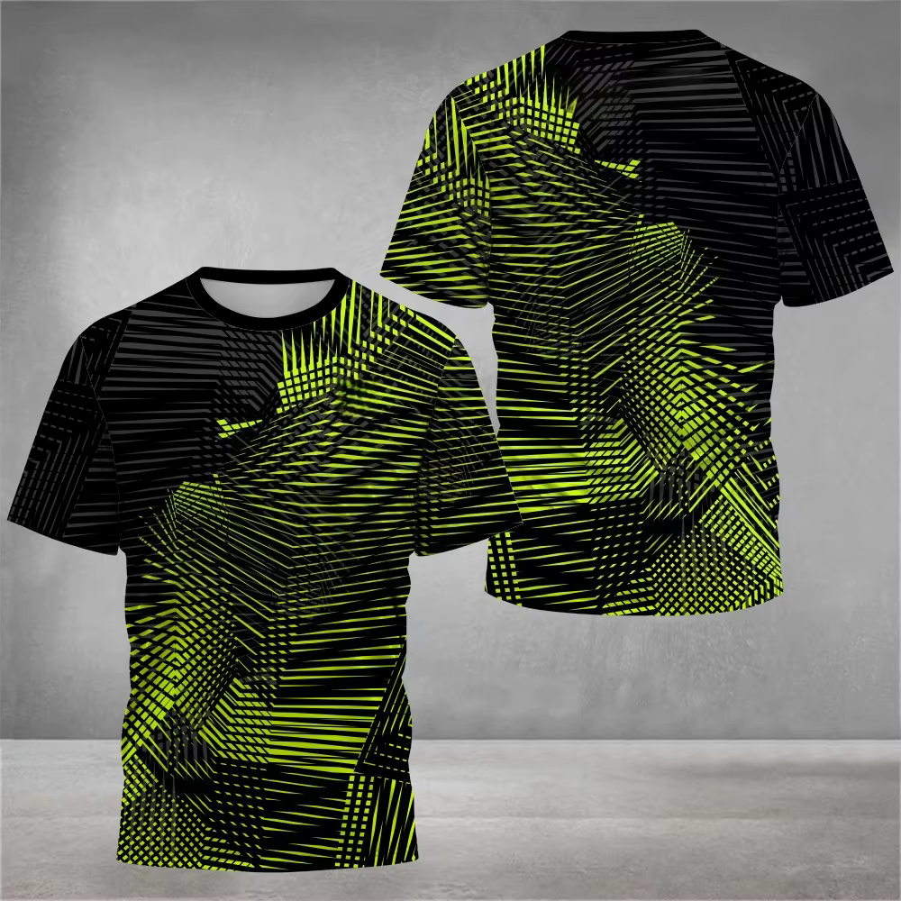 T-shirt pour homme à imprimé tie-dye 3D tendance, séchage rapide, manches courtes, pour le tennis et les sports de plein air, décontracté, respirant, coupe ample