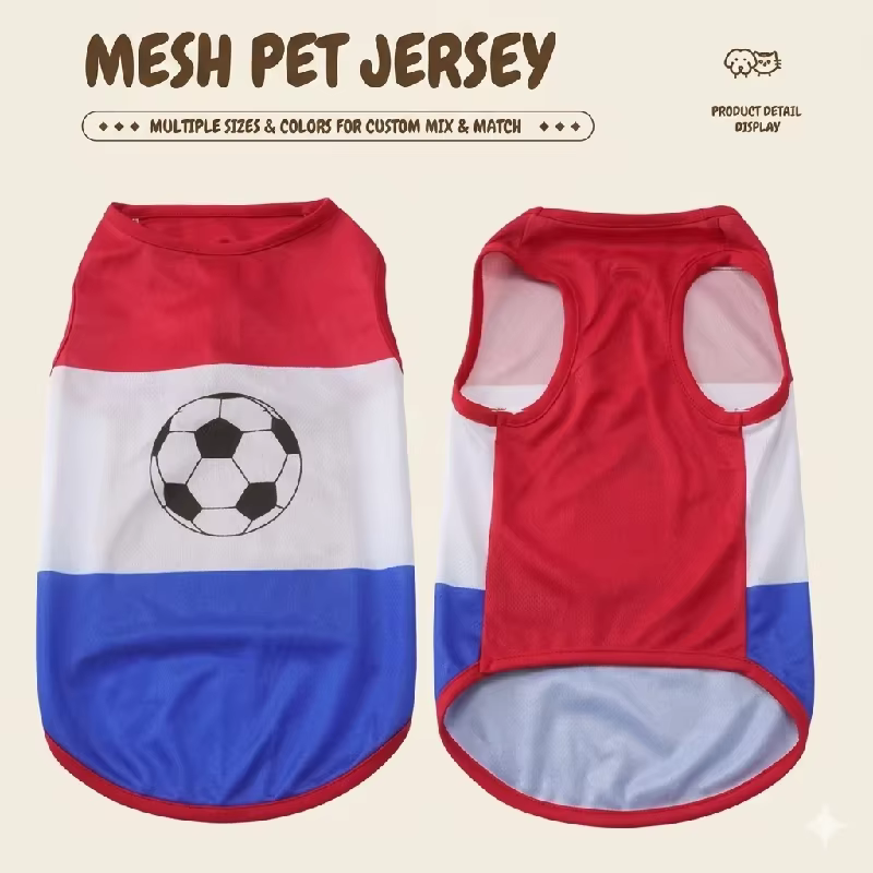 Vêtements pour chien, maillot de football pour chien, tenue avec drapeau national d'Espagne, France, Allemagne, Pays-Bas, Italie, Argentine, Brésil